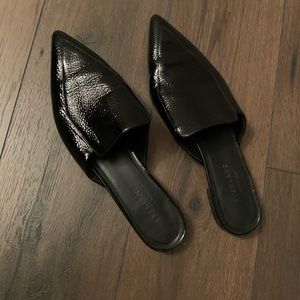 Everlane black pointed slides